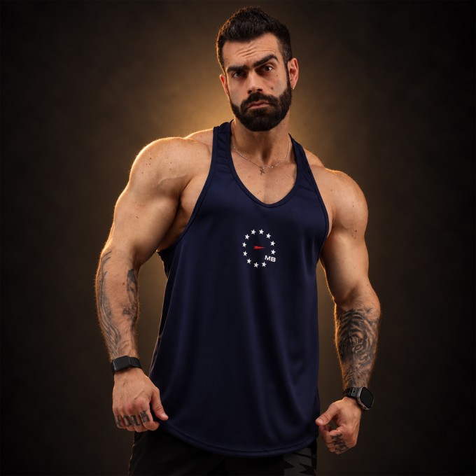 Regata Cavada Dryfit Stars Azul Marinho