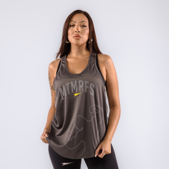 Regata Feminina Cavada Dryfit Arnold Shadow Chumbo