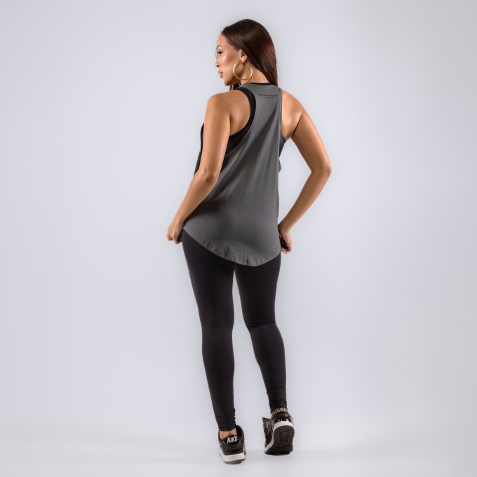Regata Feminina Cavada Anatomic Shadow Skulls Chumbo
