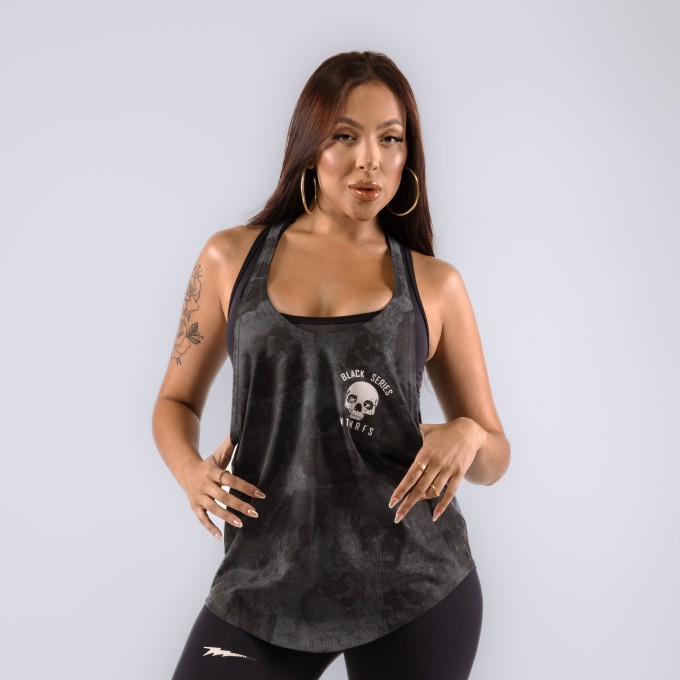 Regata Feminina Cavada Anatomic Shadow Skulls Chumbo
