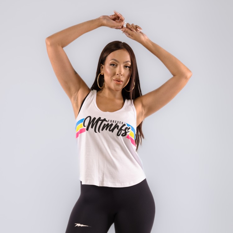 Regata Feminina Fit Rainbow Branca