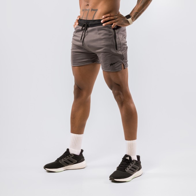 Shorts Dryfit Performance Ziper Cinza Chumbo