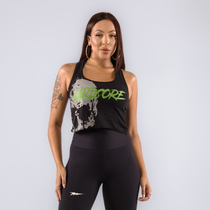 Regata Cropped Feminina Skull Preta