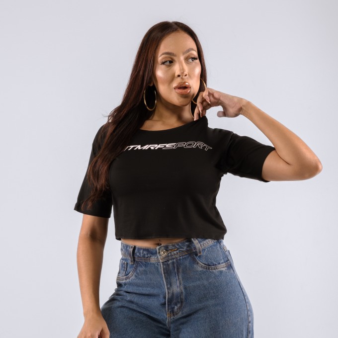 Camiseta Cropped Feminina MTMRFS Sports Preta