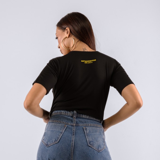 Camiseta Cropped Feminina Fire Preta