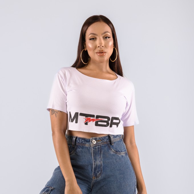 Camiseta Cropped Feminina MTBR Branca