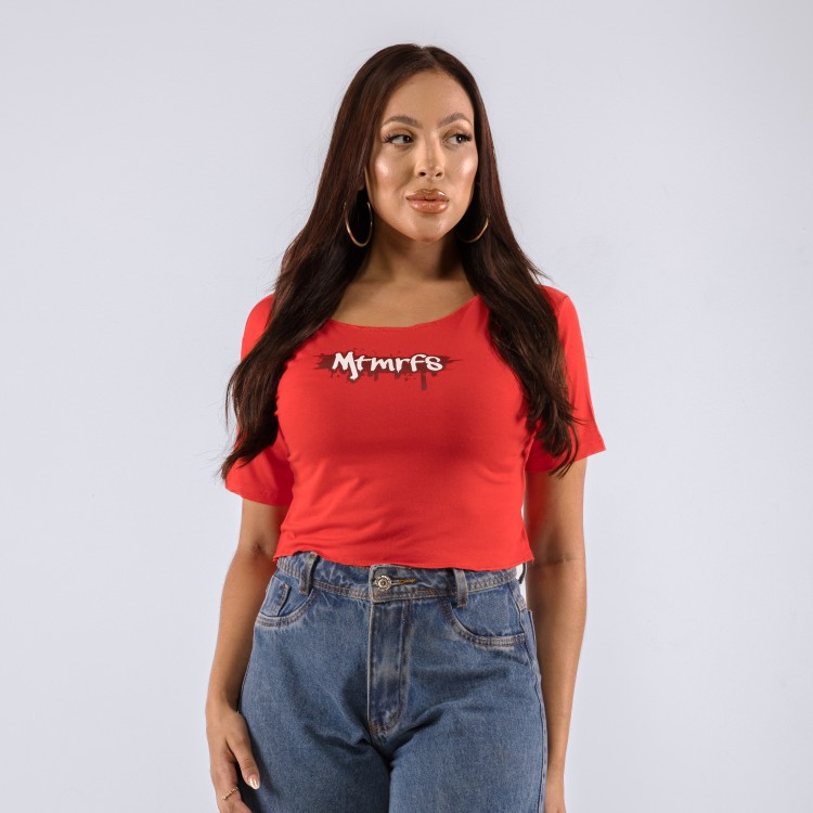 Camiseta Cropped Feminina Street Vermelha