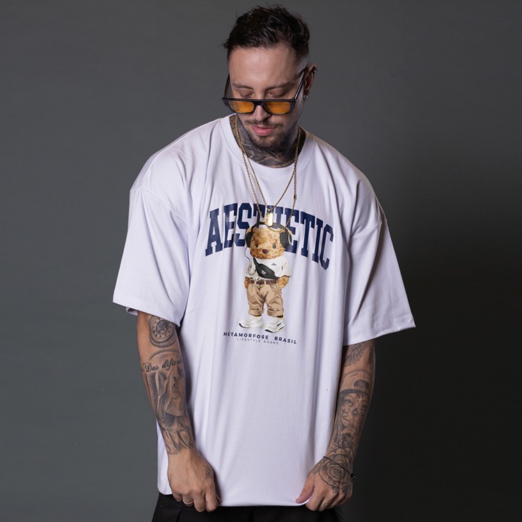 Camiseta Oversized Heavy Aesthetic Bear Branca