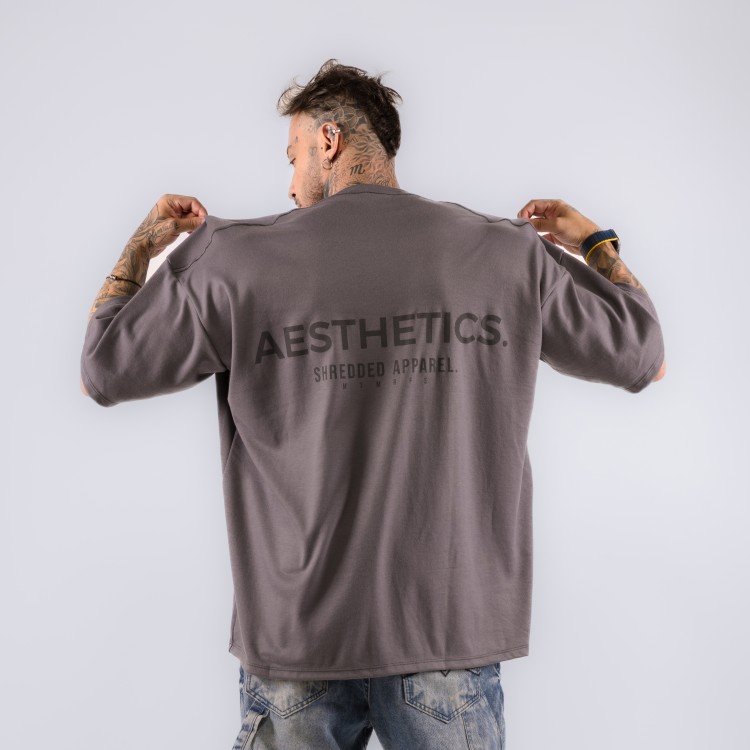 Camiseta Oversized Heavy Aesthetics Cinza Chumbo