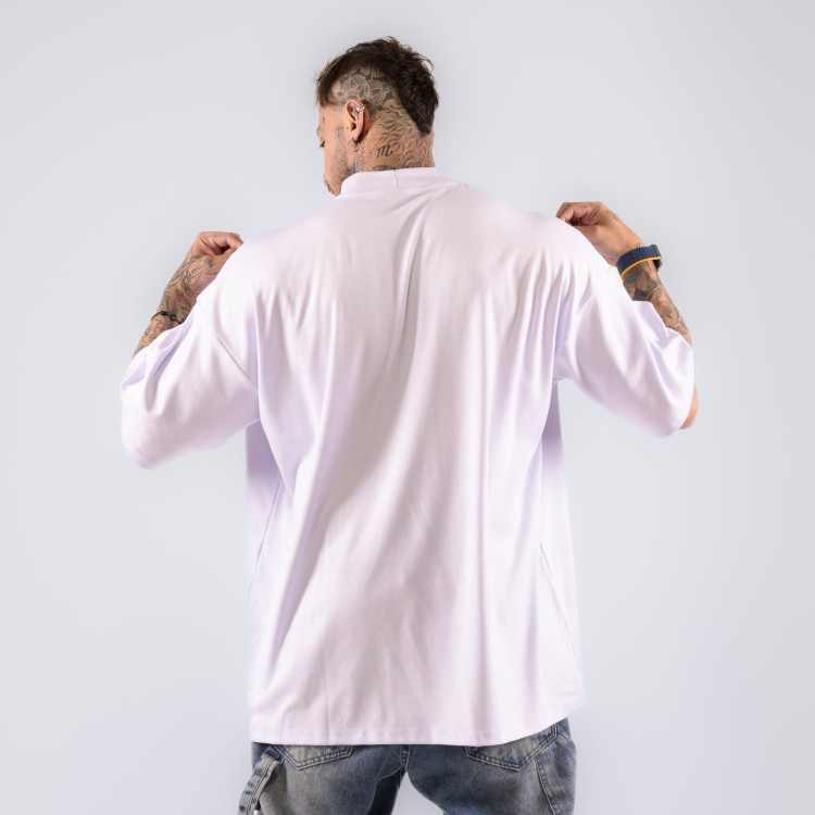 Camiseta Oversized Heavy Gola Alta Brand Branca