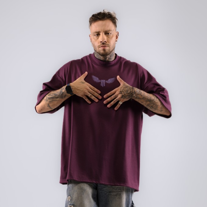 Camiseta Oversized Heavy Gola Alta Flyer Roxa