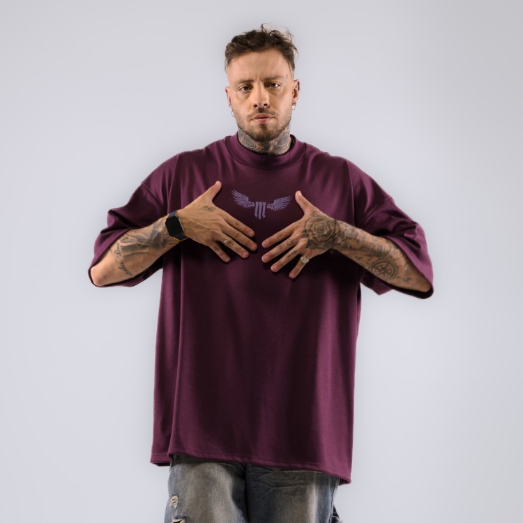 Camiseta Oversized Heavy Gola Alta Flyer Roxa