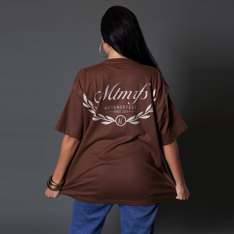 Camiseta Oversized Feminina Heavy Olive Marrom