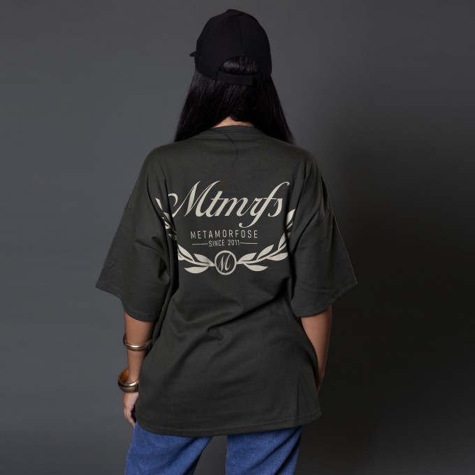 Camiseta Oversized Feminina Heavy Olive Verde Militar