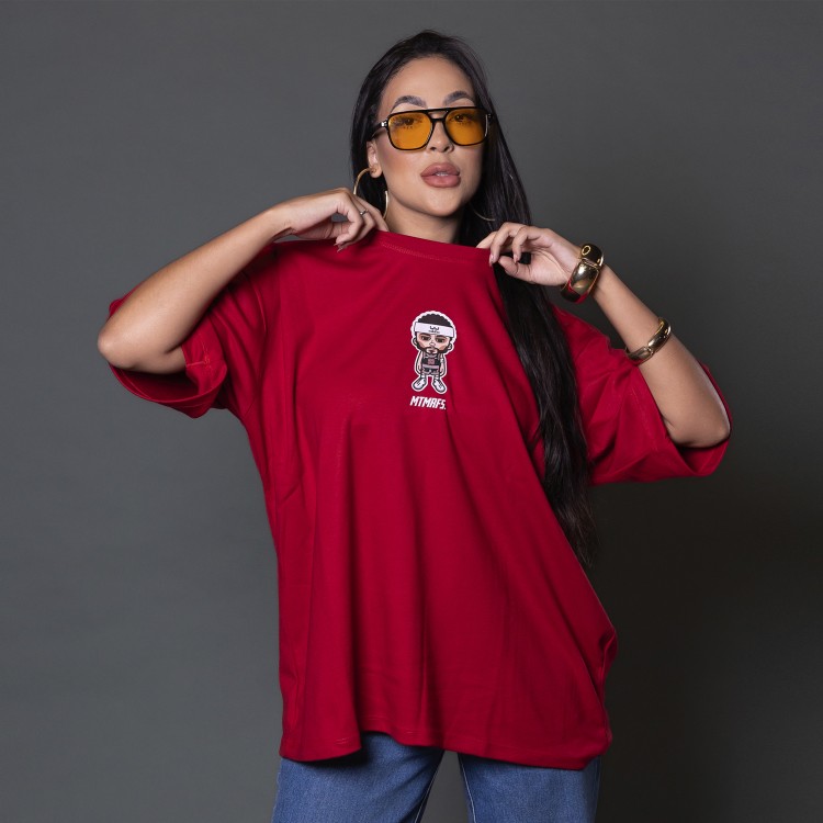 Camiseta Oversized Feminina Heavy Player Vermelha