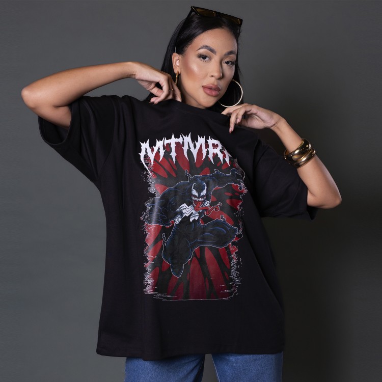 Camiseta Oversized Feminina Heavy Obscure Preta