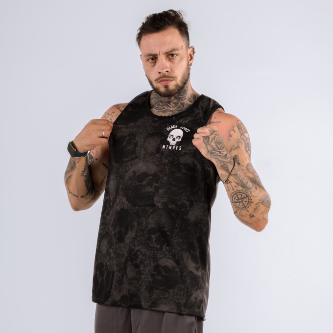 Regata Machão DryFit Dark Skulls Cinza Chumbo
