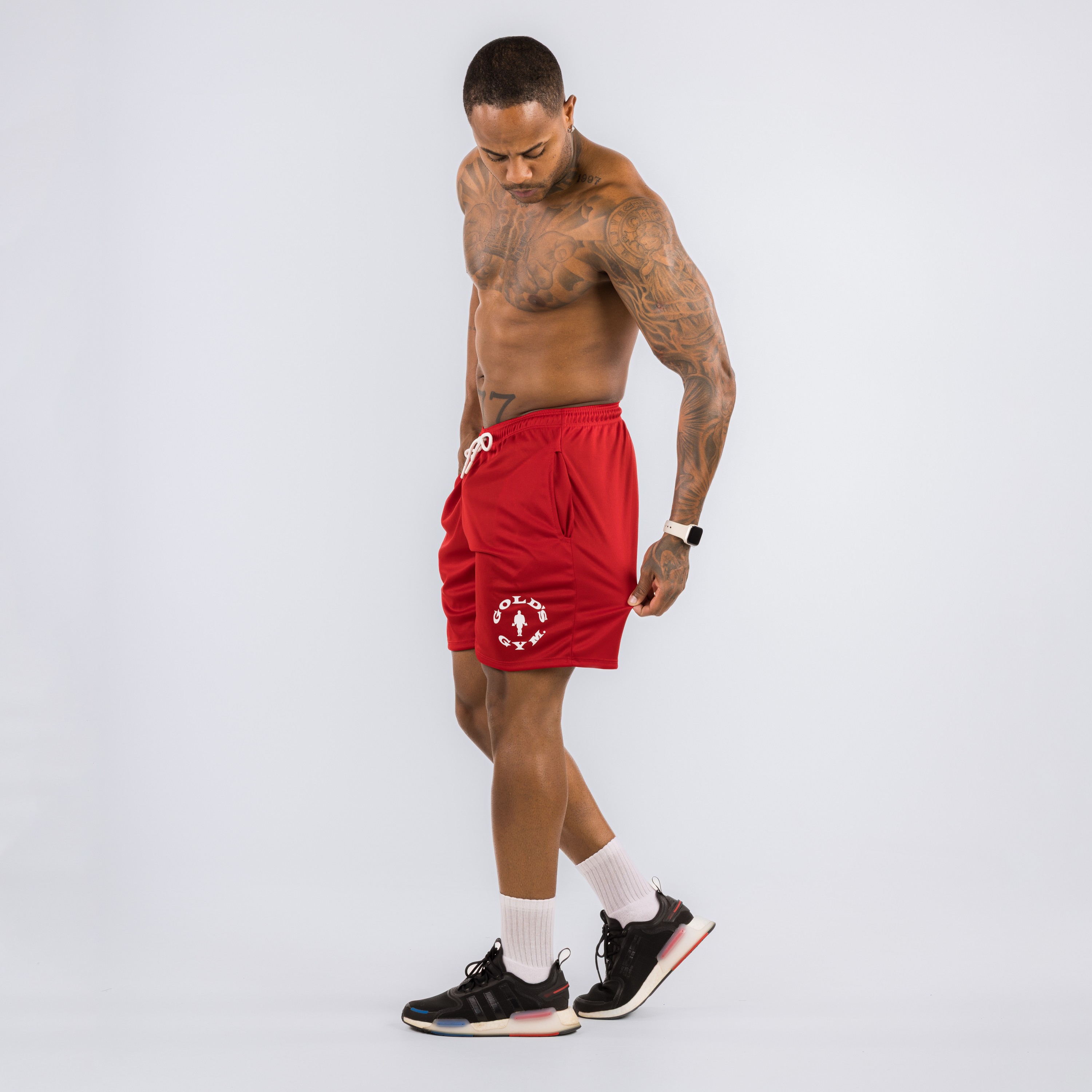 LÝFT × GOLD'S GYM VINTAGE LOGO SHORTS Shorts Dryfit Golds Gym Classic Vermelho - Metamorfose Brasil