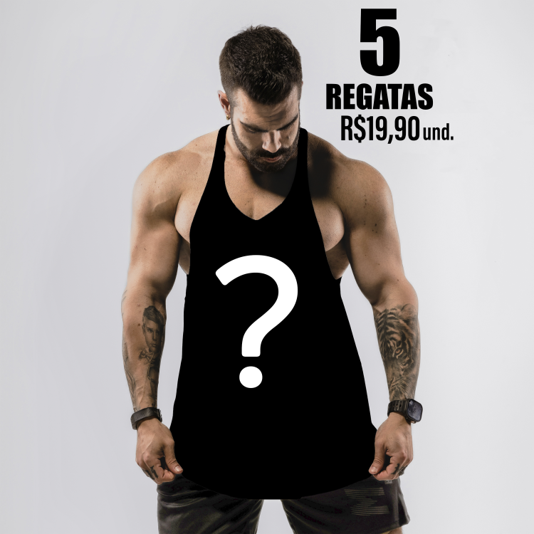 Kit 5 Regatas Masculinas Cavadas Supresa