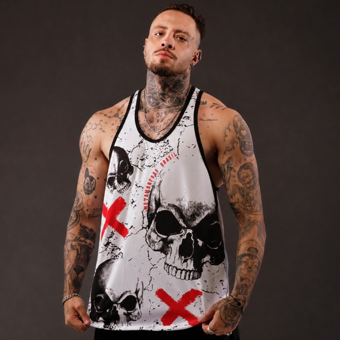 Regata Cavada Anatomic Dryfit Banned Skull Branca