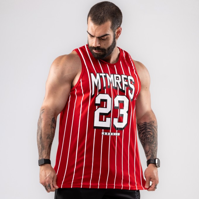 Regata Machao DryFit Baseball Lines Vermelha