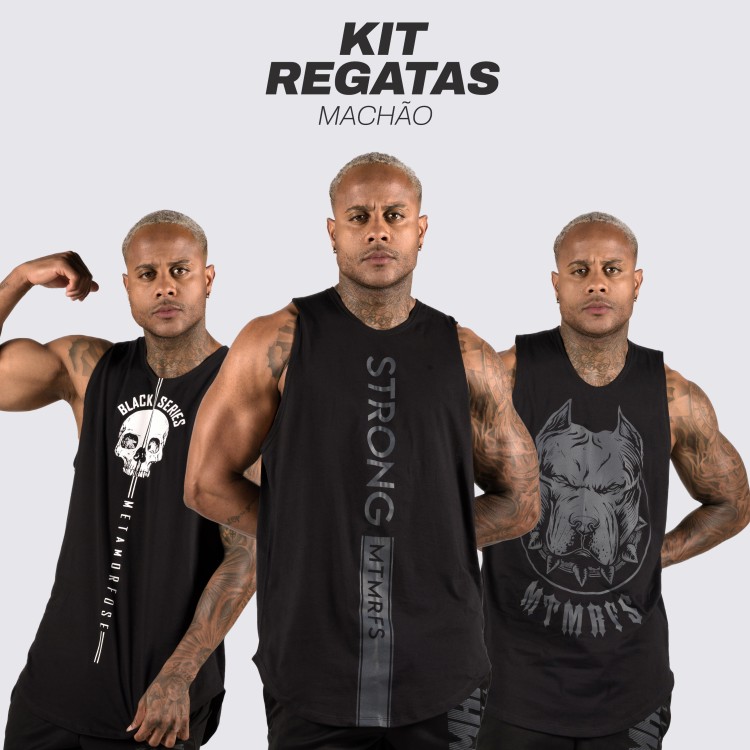 KIT 3 Regatas Machao BLACK