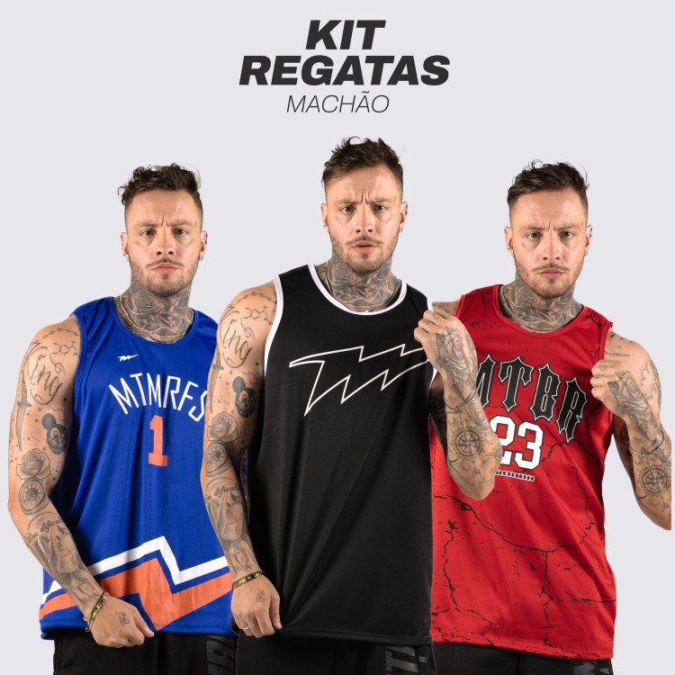 KIT 3 Regatas Machao Dryfit Colors