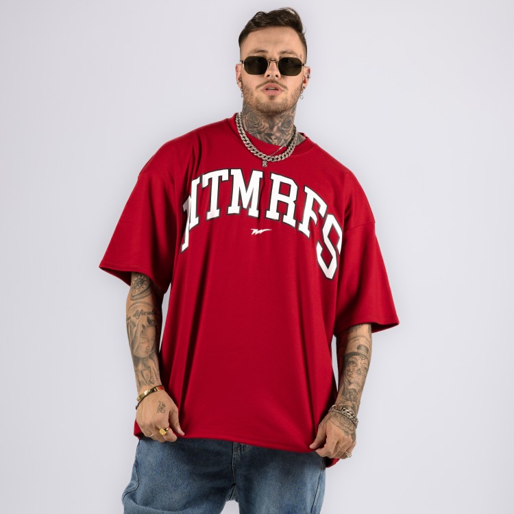 Camiseta Oversized Heavy College Vermelha