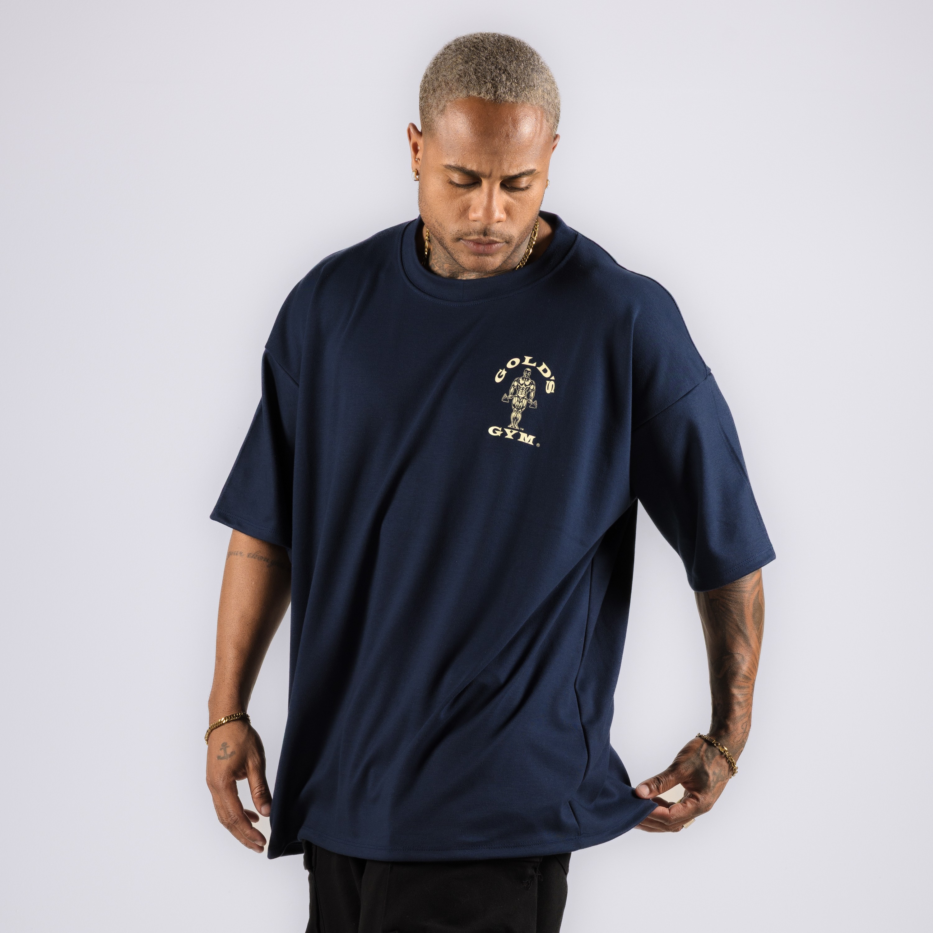 Camiseta Oversized Heavy Golds Gym Azul Marinho - Metamorfose Brasil
