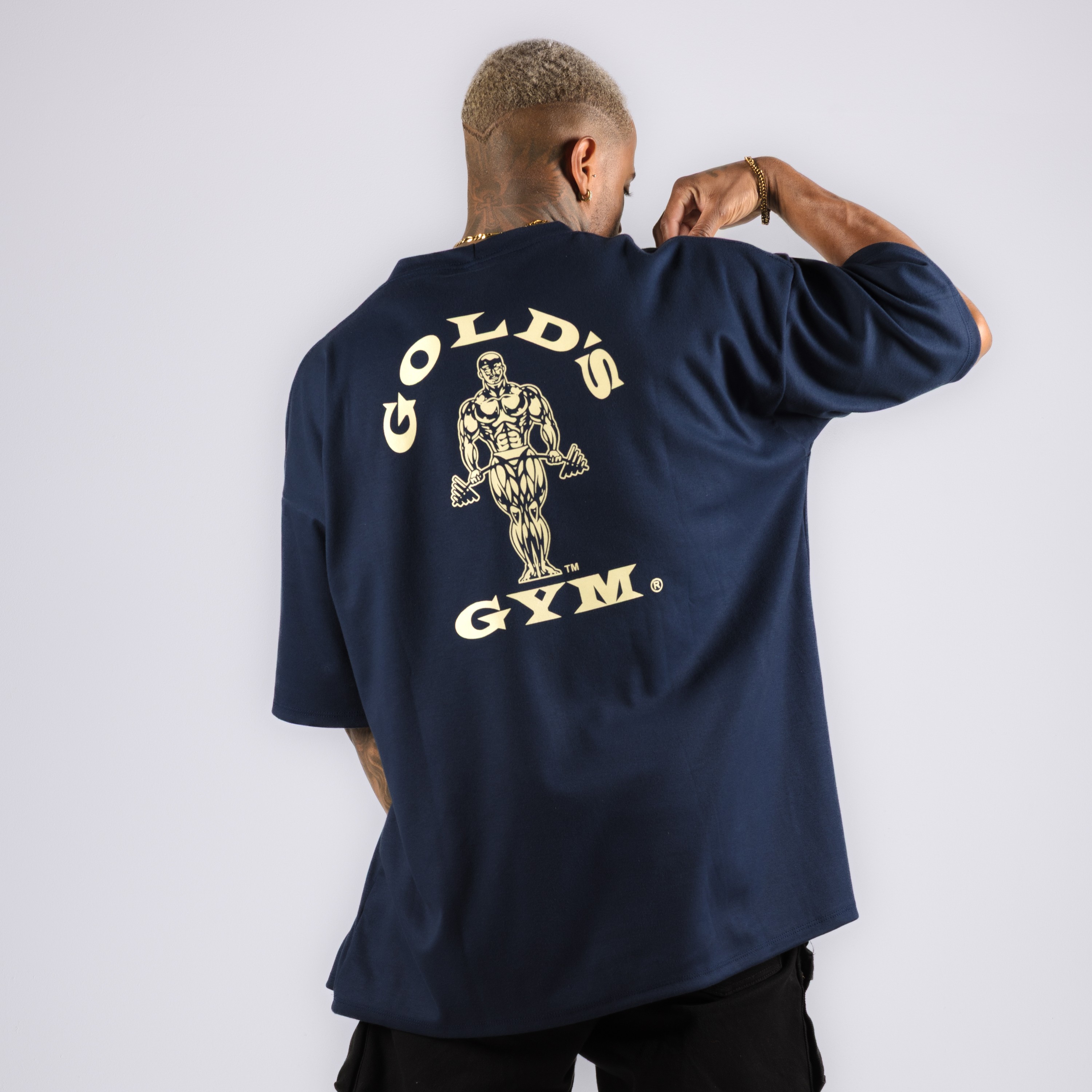 Camiseta Oversized Heavy Golds Gym Azul Marinho - Metamorfose Brasil