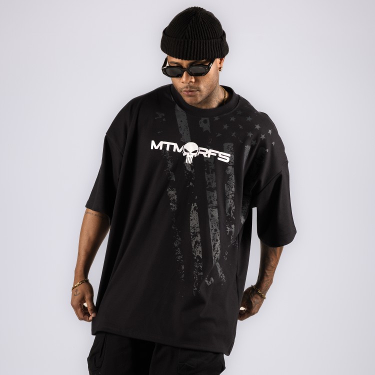 Camiseta Oversized Heavy Black Arms Preta