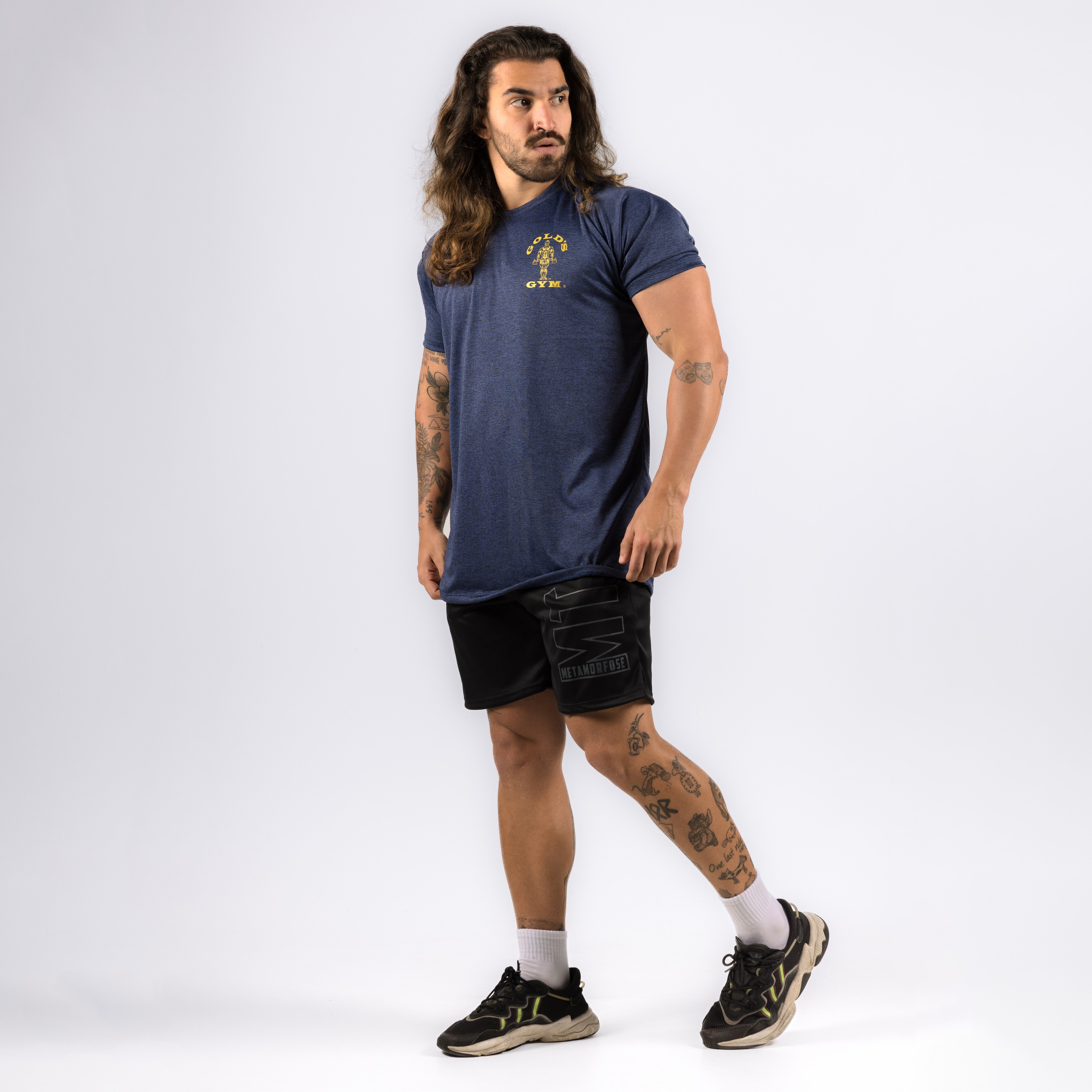 Camiseta Haglan Dryfit Golds Gym Rajada Azul - Metamorfose Brasil, image size:3000x3000