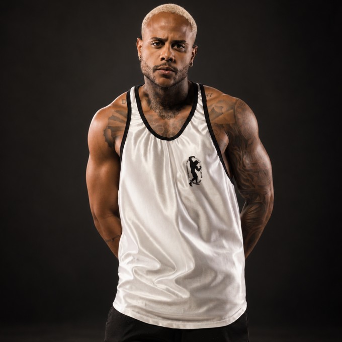 Regata Cavada Anatomic Dryfit Muscle Brilho Branca