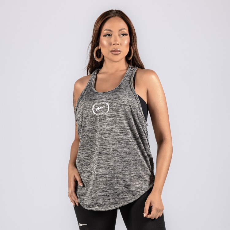 Regata Feminina Cavada DryFit Sports Mescla Cinza