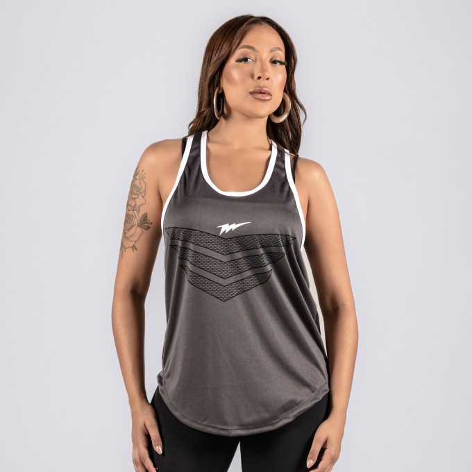 Regata Feminina Cavada Anatomic DryFit Siege Cinza Chumbo