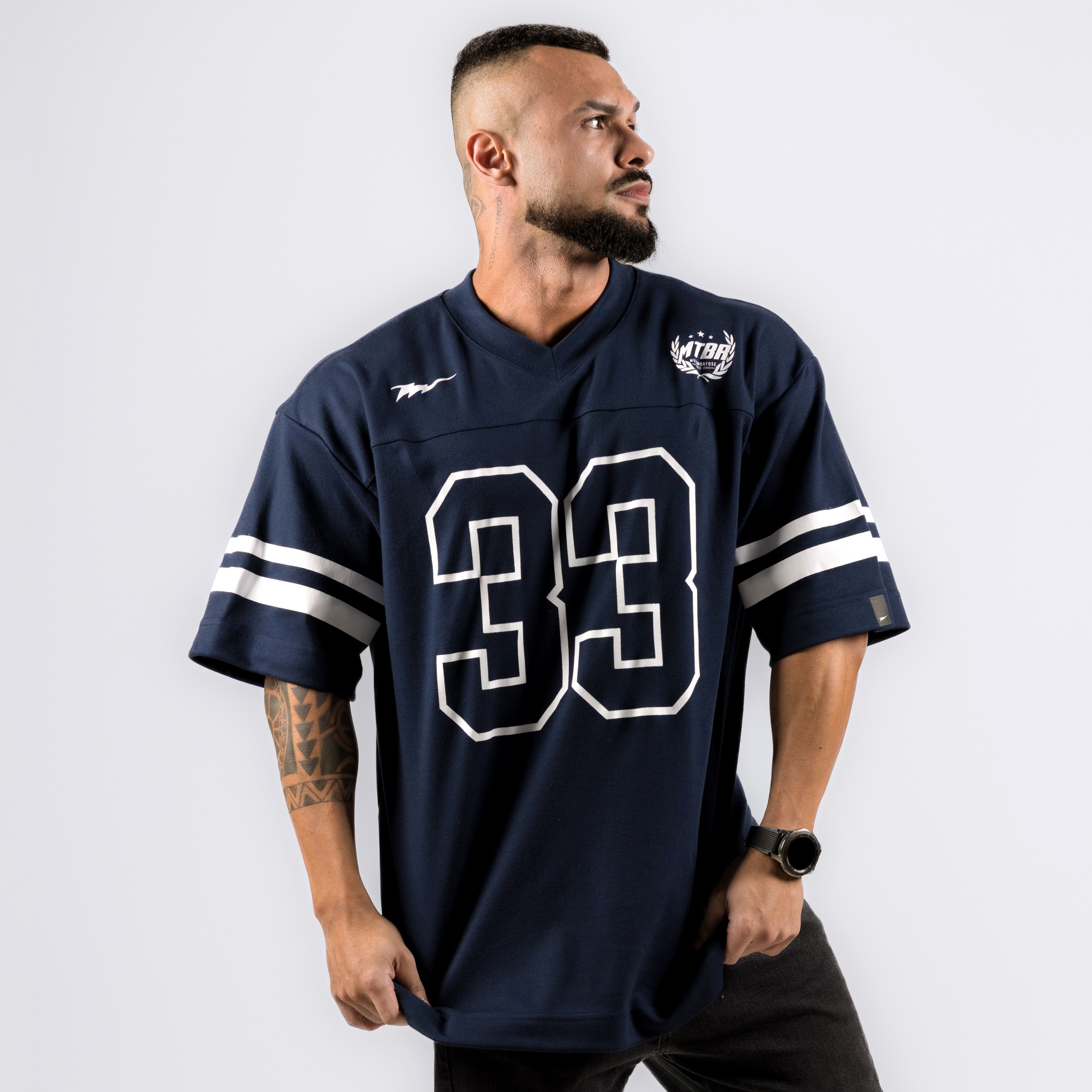 eye_C × S.F.C SS23FOOTBALL L/S NAVY XL Camiseta Oversized Heavy NFL American Azul Marinho - Metamorfose