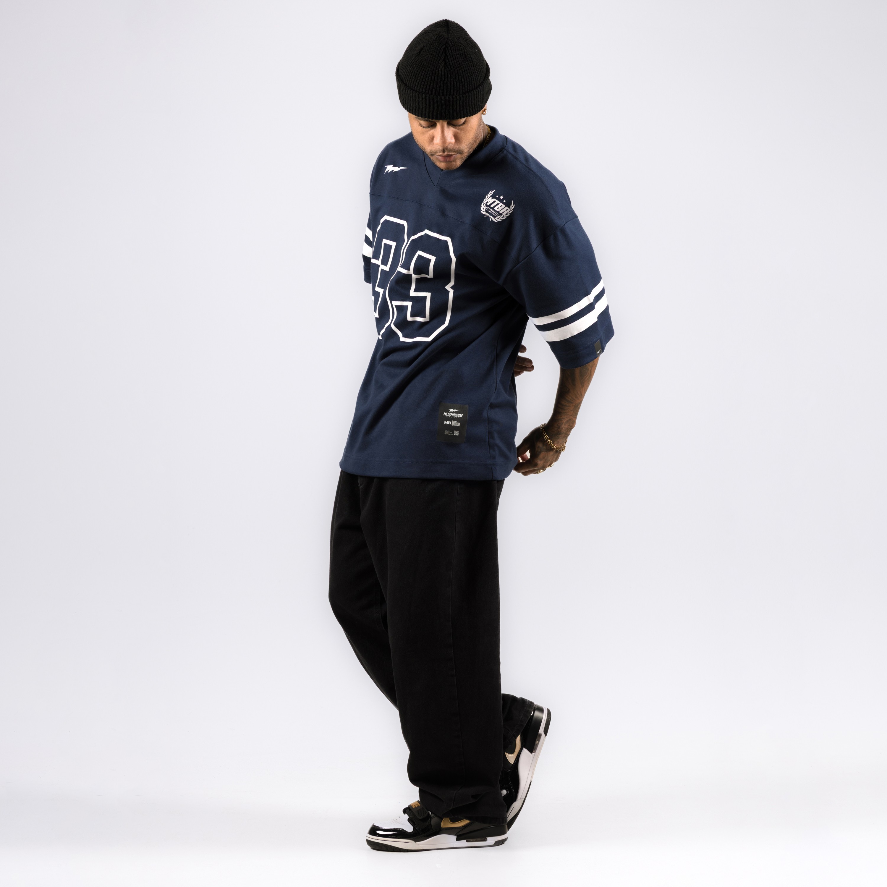 eye_C × S.F.C SS23FOOTBALL L/S NAVY XL Camiseta Oversized Heavy NFL American Azul Marinho - Metamorfose