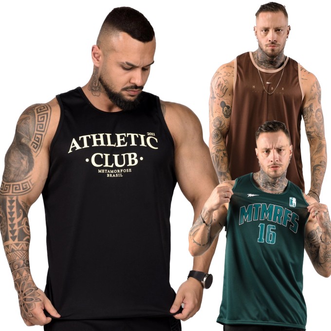 KIT 3 Regatas Machao Dryfit NATURAL