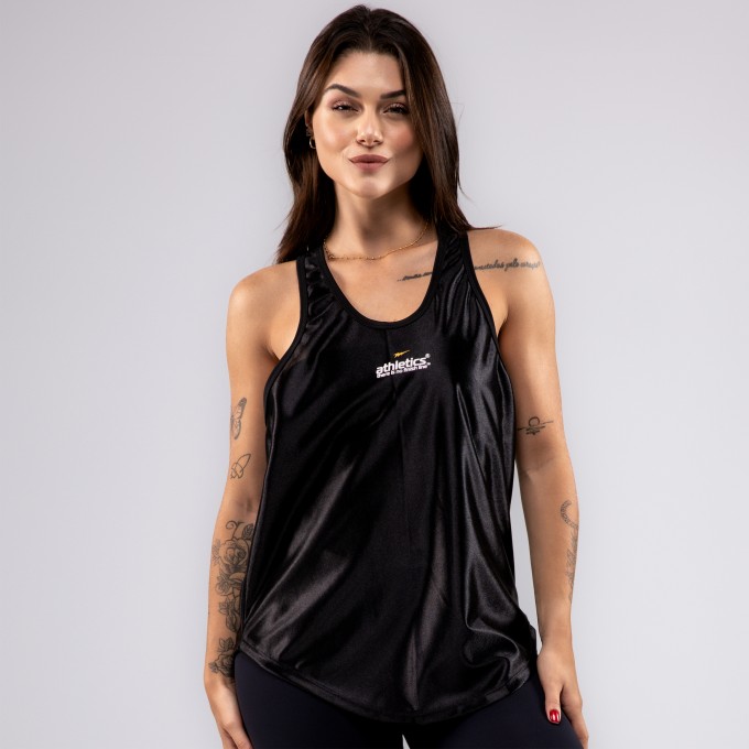 Regata Feminina Cavada Anatomic DryFit Brilho Preta