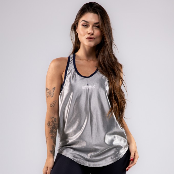 Regata Feminina Cavada Anatomic DryFit Brilho Prata
