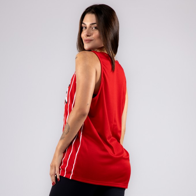 Regata Feminina DryFit Baseball Lines Vermelha