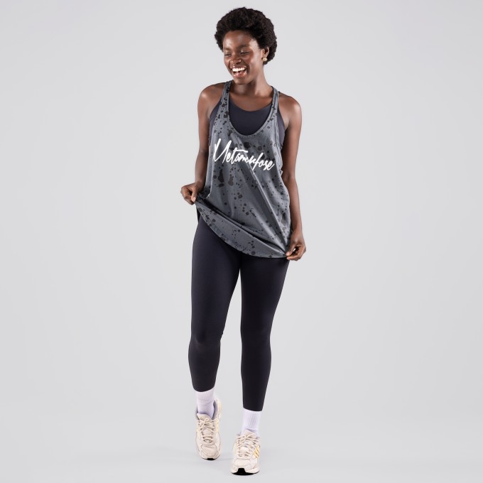 Regata Feminina Cavada Anatomic SPLASH Cinza Chumbo