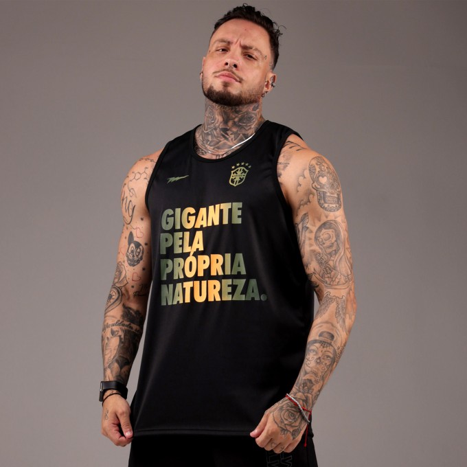 Regata Machao DryFit Brasil Gigante por Natureza Preta