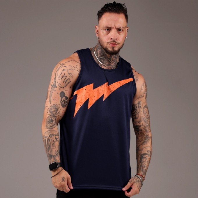 Regata Machao DryFit Big Bolt Azul marinho