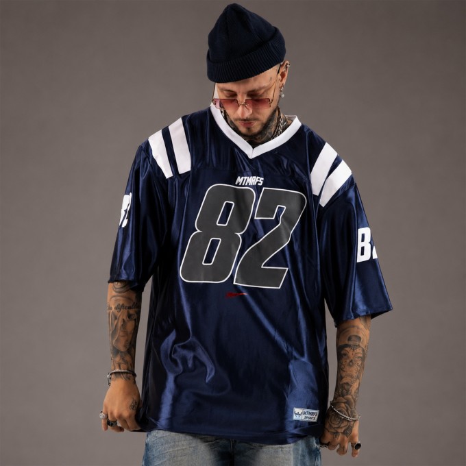 Camiseta Oversized Premium NFL PRO 82 Azul Marinho Brilho