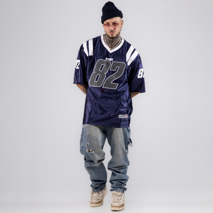 Camiseta Oversized Premium NFL PRO 82  Azul Marinho Brilho