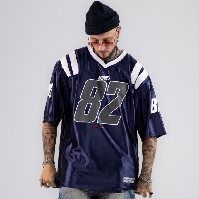 Camiseta Oversized Premium NFL PRO 82  Azul Marinho Brilho