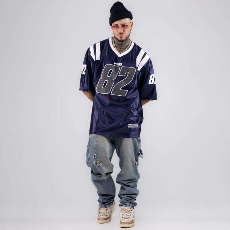 Camiseta Oversized Premium NFL PRO 82  Azul Marinho Brilho