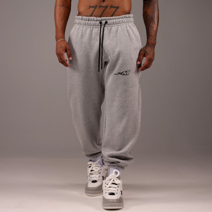 Calça Moletom Baggy Flame Cinza Mescla