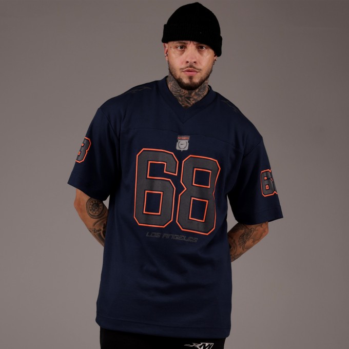 Camiseta Oversized Heavy Squad 68 Azul Marinho